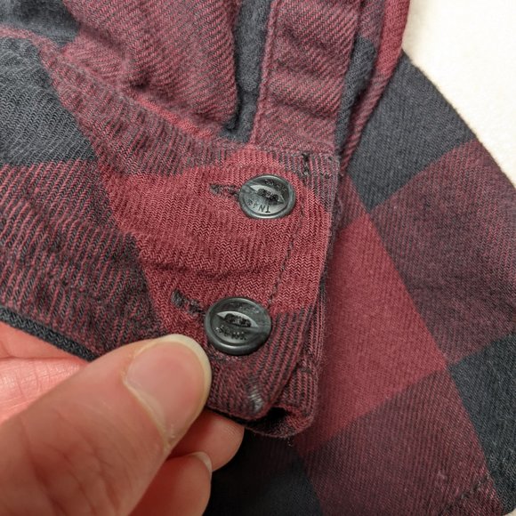 Dark Red Aritzia TNA Plaid Flannel Long Sleeve Button Down - Picture 5 of 8